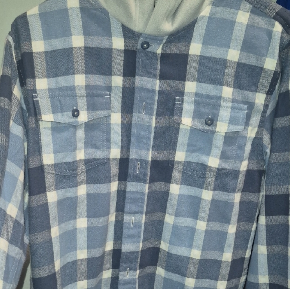 Burnside Blue and White Plaid Button-Down Shirt